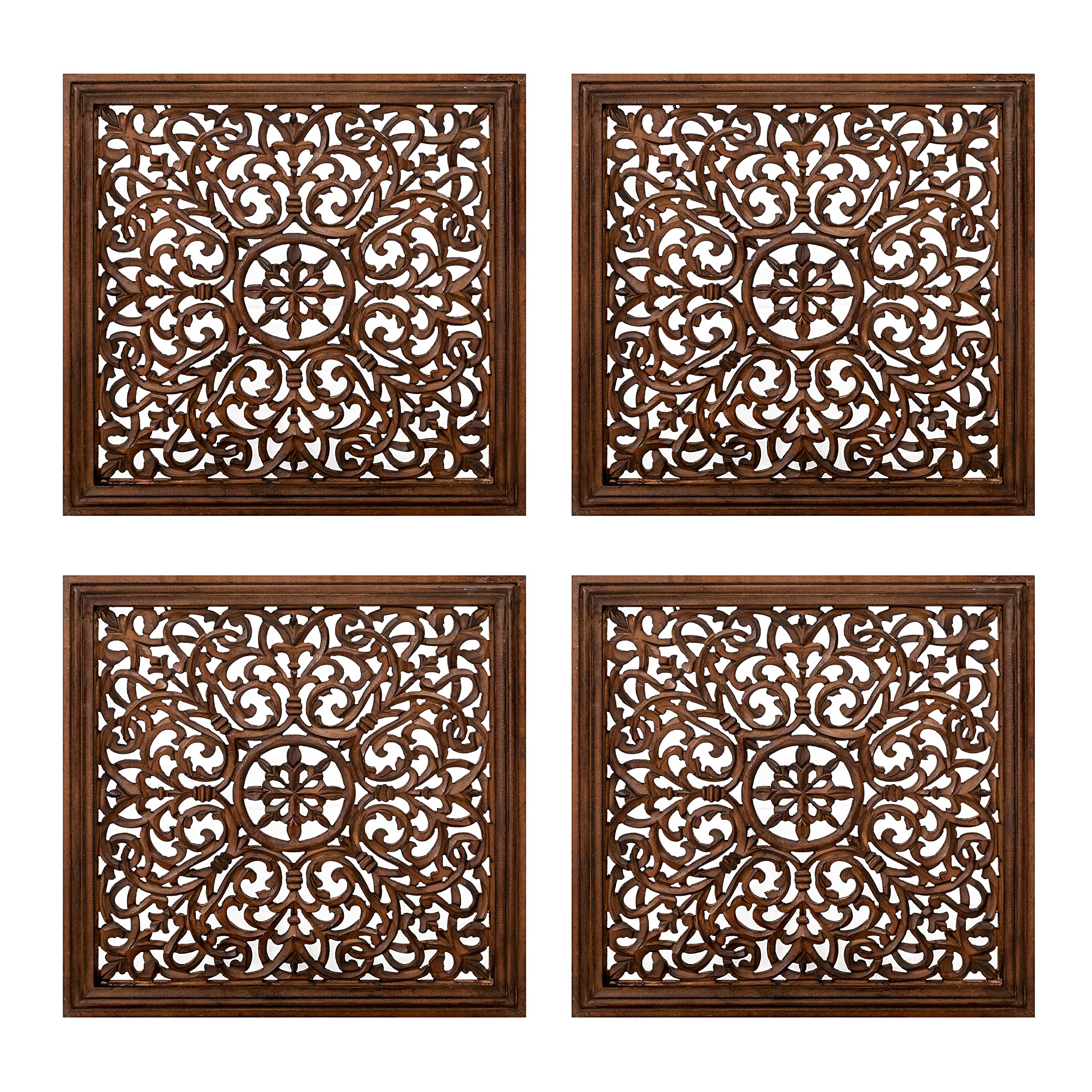 The Wooden Town Wall Hanging Plaques - Wall Plaque Wall Décor Plaques Set of 3-36 x 12 Inch - Burnt, Elegant Sculpture Wall Décor Panel to Enhance the Décor of Your Room or Office